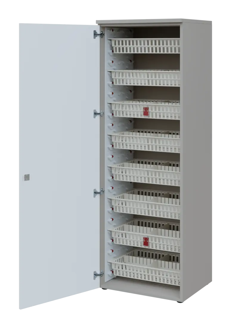 EUROMEDICA D - 66/M ABS skříň léková boxová, 1-dveřová, levá, 1950x660x535, korpus šedý, dvířka bílá